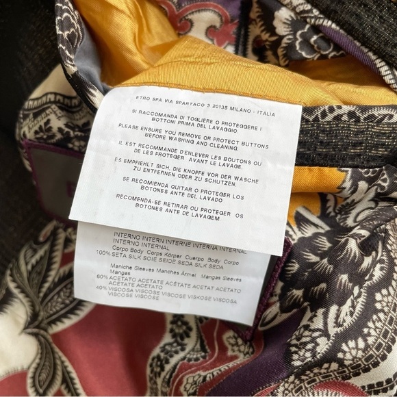 ETRO Cotton Blend Metallic Bronze Textured Two Button Blazer Jacket EUC IT 50 - Picture 12 of 14